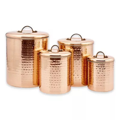 Old Dutch International Décor Hammered Copper 4-Piece Canister Set | Bed Bath & Beyond | Bed Bath & Beyond
