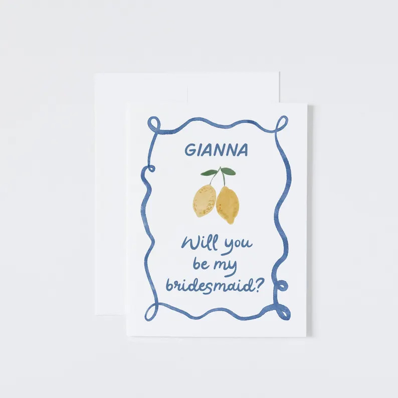 Lemon Bridesmaid Proposal Card: La Dolce Vita Personalized Bridal Party Card - Etsy | Etsy (US)