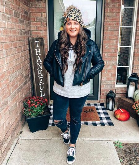 Fall outfit Gunny sack and co leopard beanie blank nyc leather jacket Patagonia quarter zip pullover ripped black jeans old navy vans skool edgy outfit

#LTKSeasonal #LTKmidsize #LTKfindsunder100