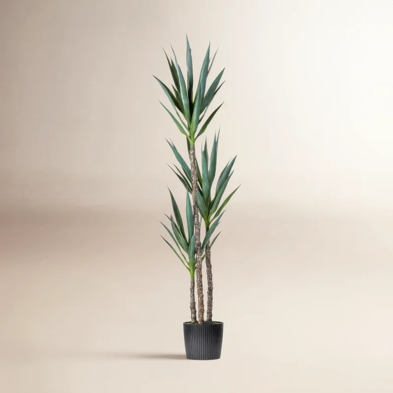 Artificial Green Yucca Tree in Black Planter Pot | Wayfair North America