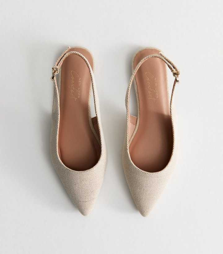 Cream Linen Look Slingback Flats | New Look | New Look (UK)