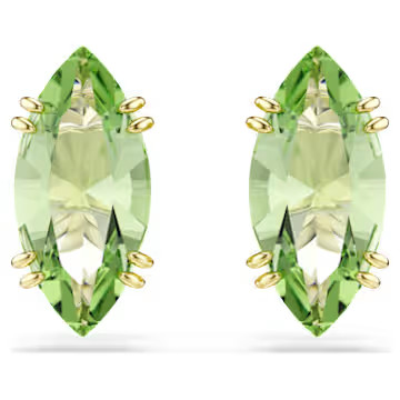 Gema stud earrings, Kite cut, Green, Gold-tone plated by SWAROVSKI | SWAROVSKI