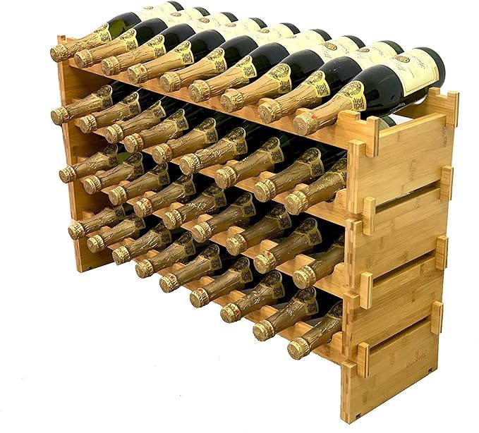 Amazon.com: DECOMIL - 36 Bottle Large Wine Rack , Stackable & Modular Wine Storage Rack , Solid B... | Amazon (US)