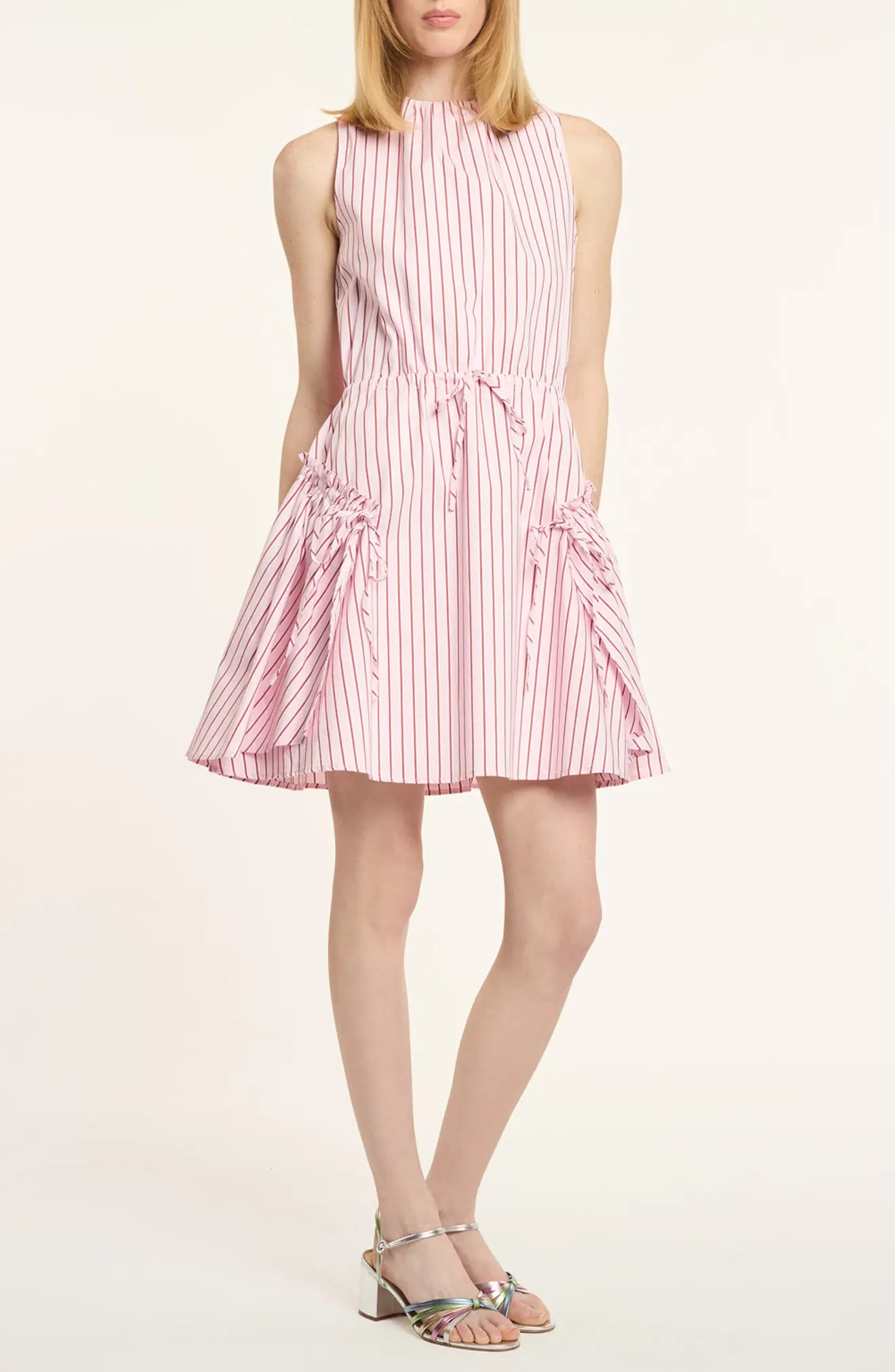 Cinq à Sept Leylani Rose Stripe Cotton Blend Dress in Cotton Candy/Crimson Plum at Nordstrom, Size 00 | Nordstrom