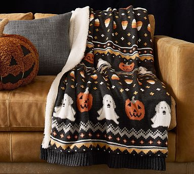 Doug the Dog Ghost Fair Isle Knit Jacquard Throw | Pottery Barn (US)