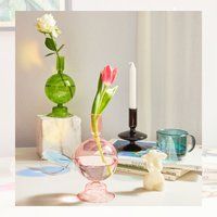 Glass Candlestick & Vase | Bubble Candle Holder Colorful Holders Art Flower Vases Wedding Home Decor | Etsy (US)