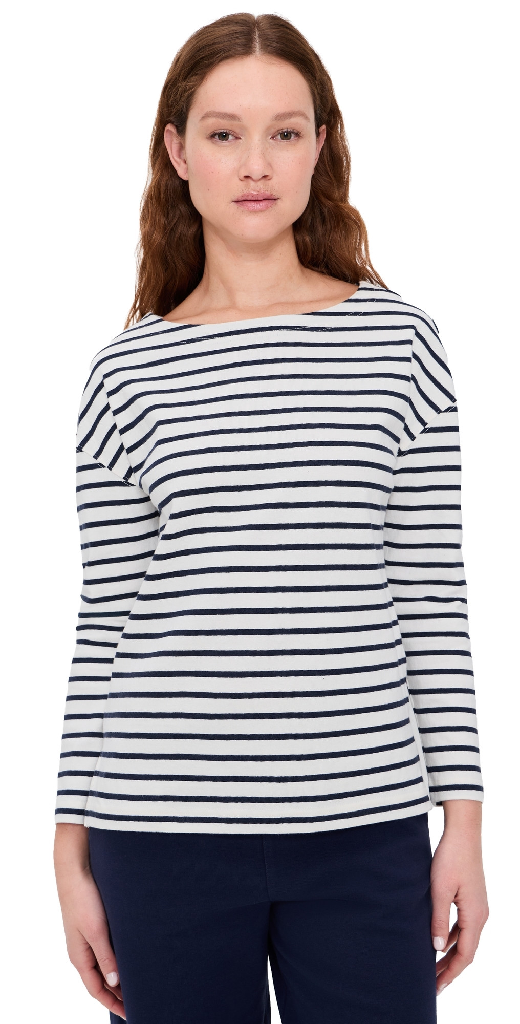 Alex Mill Avignon Boat Neck Striped Tee In Cotton Ivory/Navy M | Shopbop
