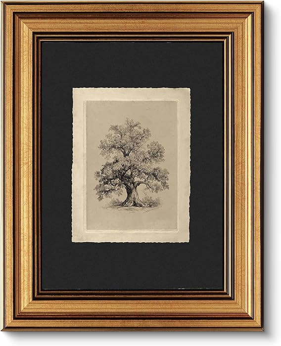 VIYYIEA Vintage Gold Framed Wall Art, Botanical Sketch Rustic Farmhouse Decor, Aesthetic Classica... | Amazon (US)