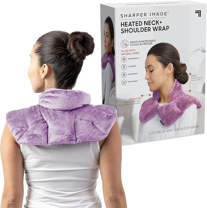 Sharper Image Heated Neck & Shoulder Wrap - Microwavable Warm & Cooling Plush Pad, Scented Aromat... | Amazon (US)