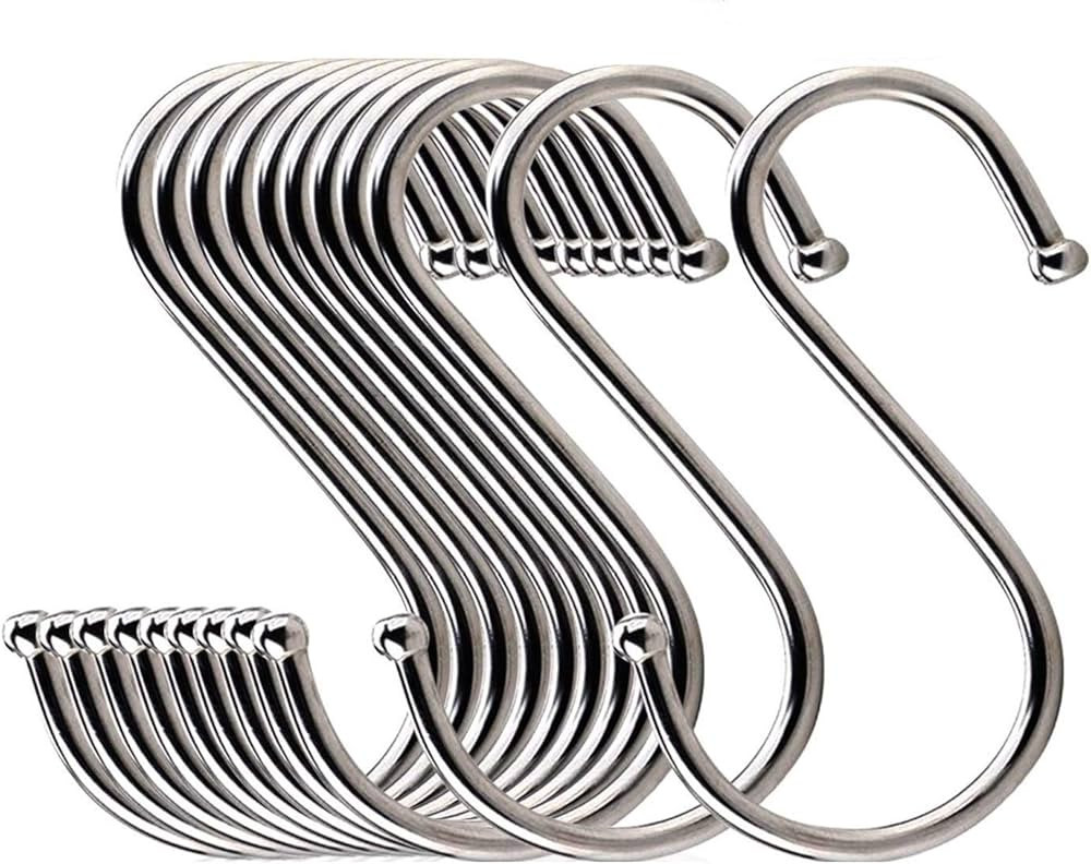 Lysas 20-Pack Round S Shaped Metal, Hooks Hangers for Kitchen, Bathroom, Bedroom and Office | Amazon (US)