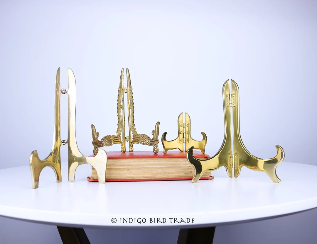 Brass Folding Display Stand Easel Vintage | Gold Book Plate Holder | Solid Brass Table Top Pictur... | Etsy (US)