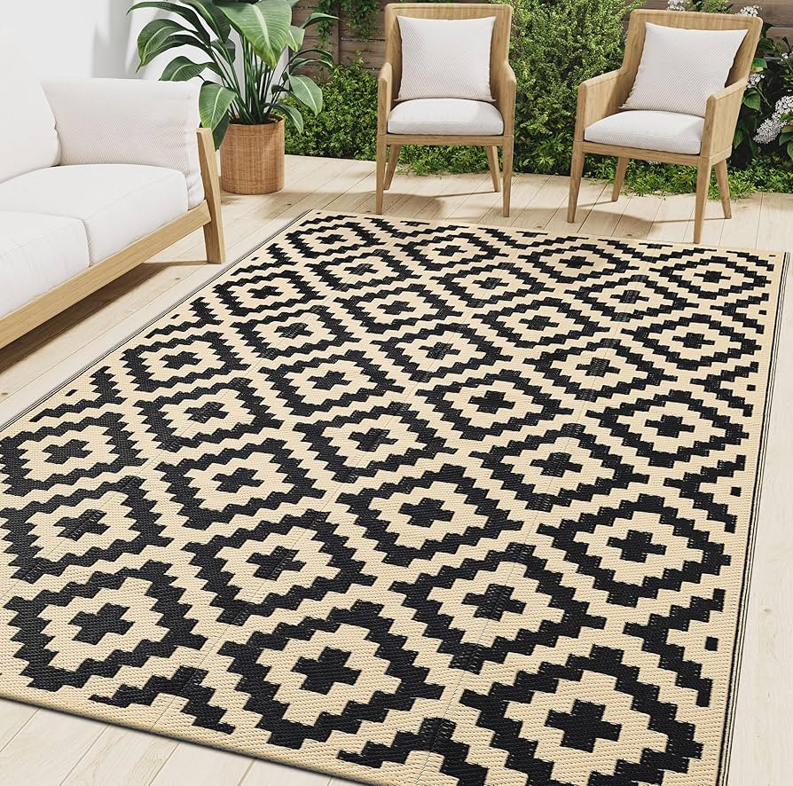 Smiry Waterproof Outdoor Rug 5x8 ft, Reversible Plastic Straw Patio Camping Rugs, Outdoor Indoor ... | Amazon (US)