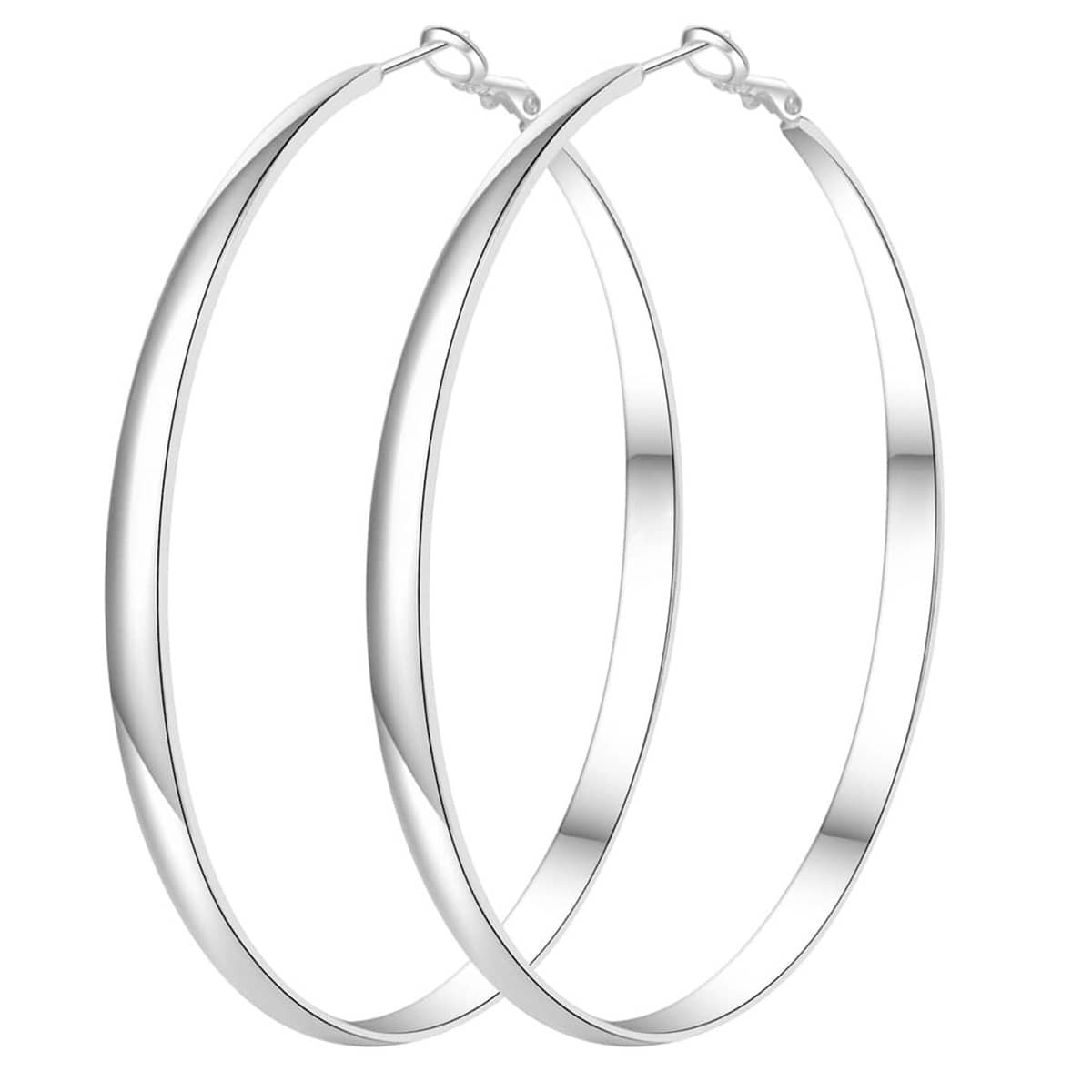 Spring Clip Gradient Smooth Surface 5.0*30mm Hoop Earrings Suitable For Women | SHEIN