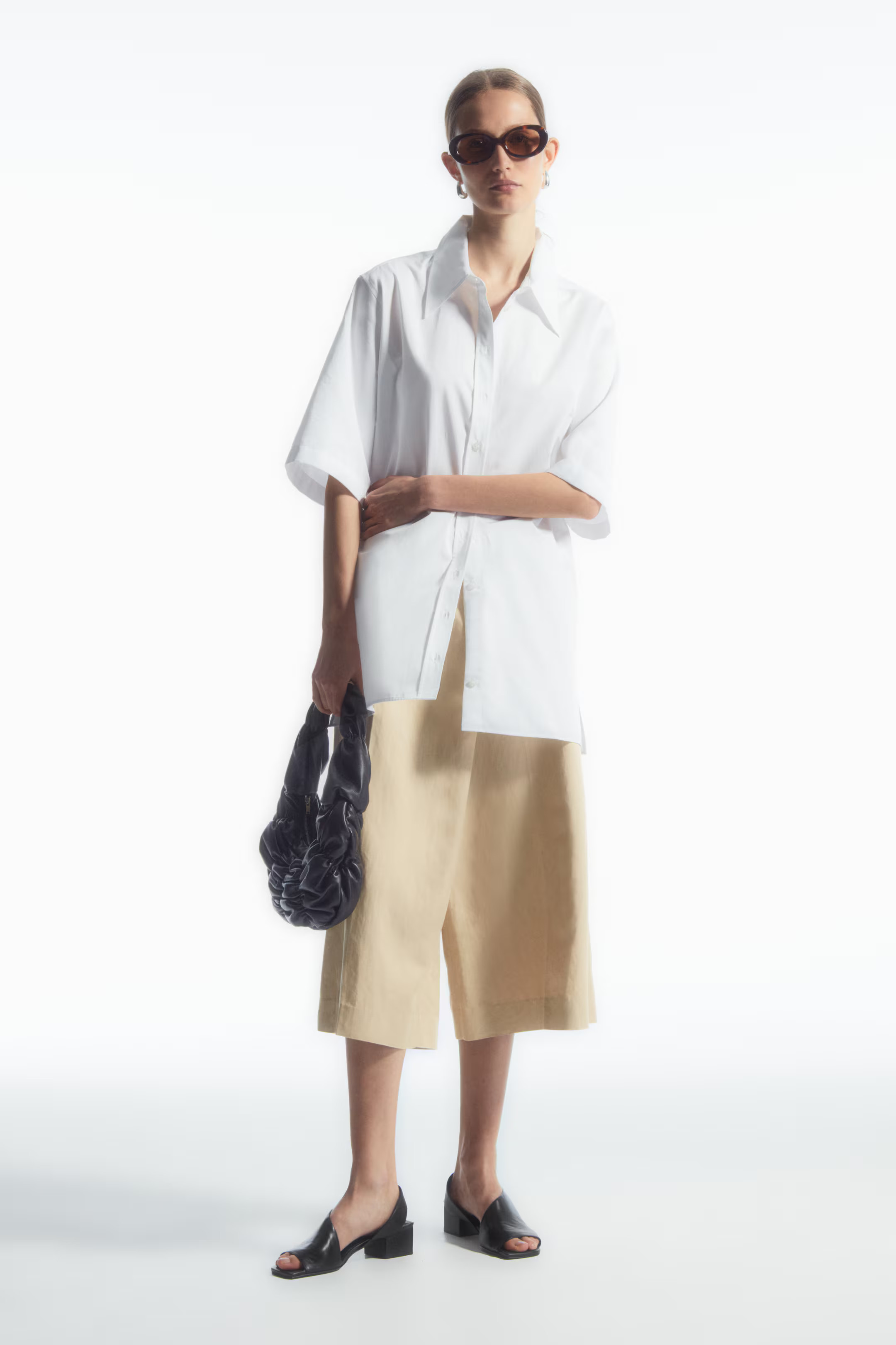 LEATHER SLINGBACK BLOCK-HEEL SANDALS | H&M (UK, MY, IN, SG, PH, TW, HK)