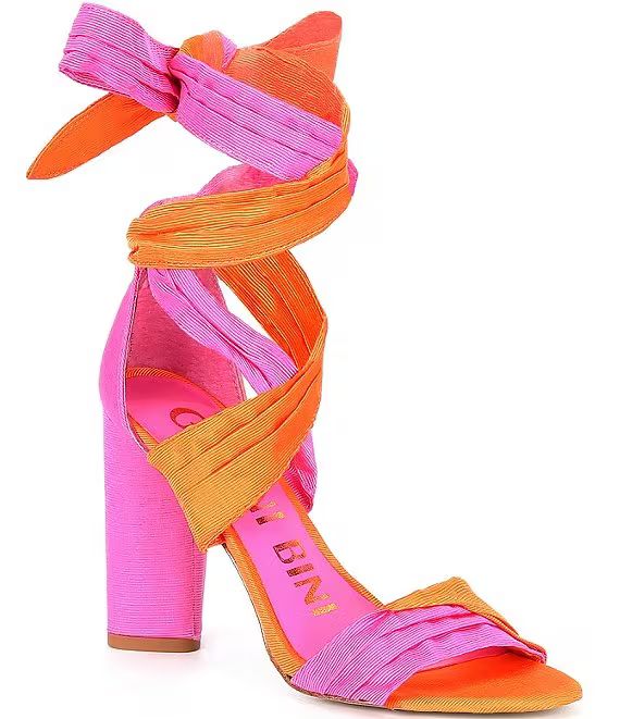 Astraahh Colorblock Ankle-Wrap Bow Block Heel Sandals | Dillards