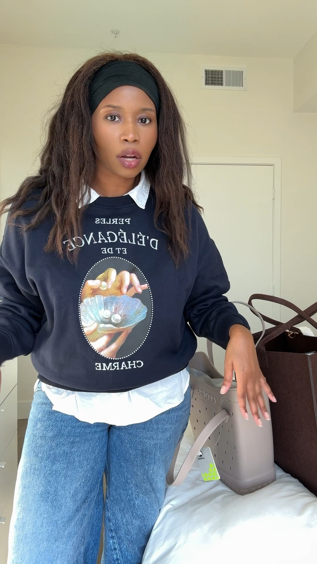 Fall outfit of the day! The sweatshirt and slippers  I’m wearing would make great gifts for her. @H&M sweatshirt, @OldNavy wide leg jeans and @Ugg Tasman slippers 

#LTKGiftGuide #LTKCyberWeek #LTKootd