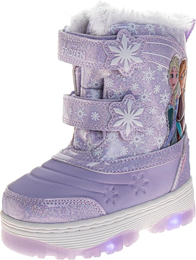 Disney Frozen Elsa and Anna Snowflakes - Girls Insulated Warm Waterproof Winter Snow Boots (Toddl... | Amazon (US)