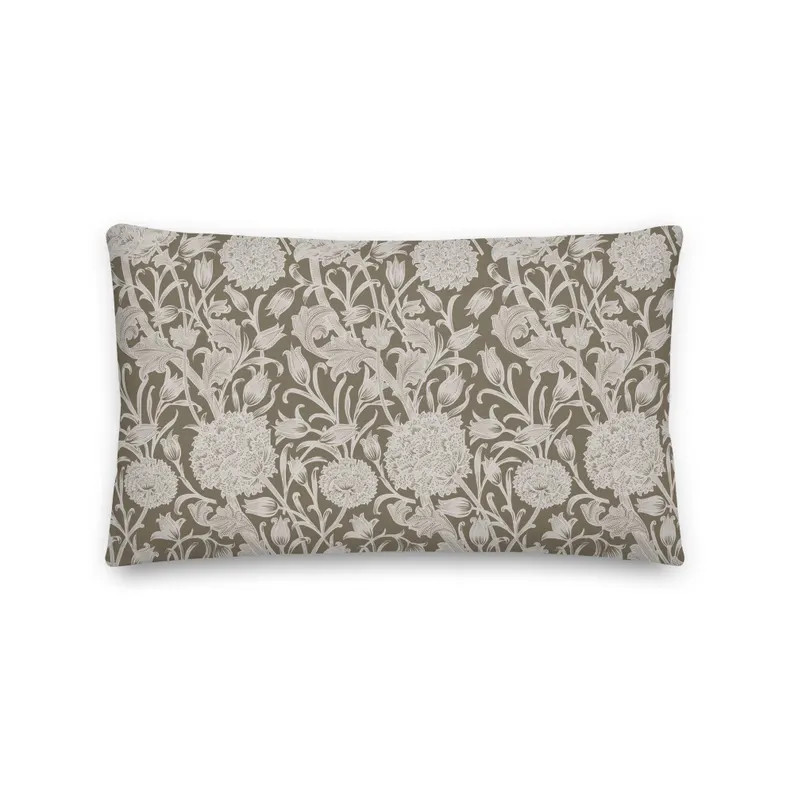 Vintage Inspired Beige Floral Throw Pillow Cover Neutral Accent Cushion Farmhouse Cottagecore Hom... | Etsy (US)