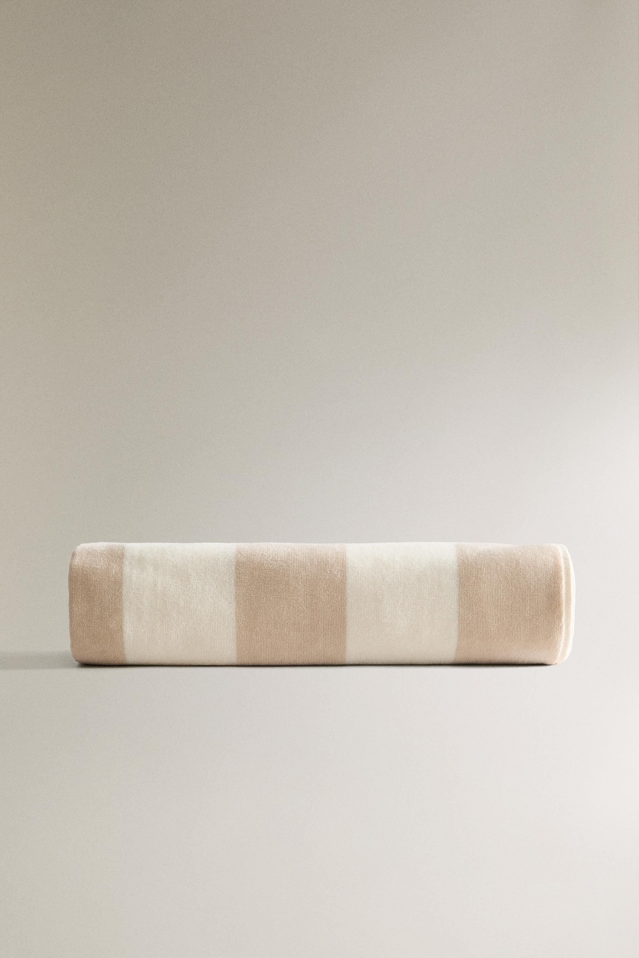 VELOUR BEACH TOWEL WITH WIDE STRIPES | Zara UK