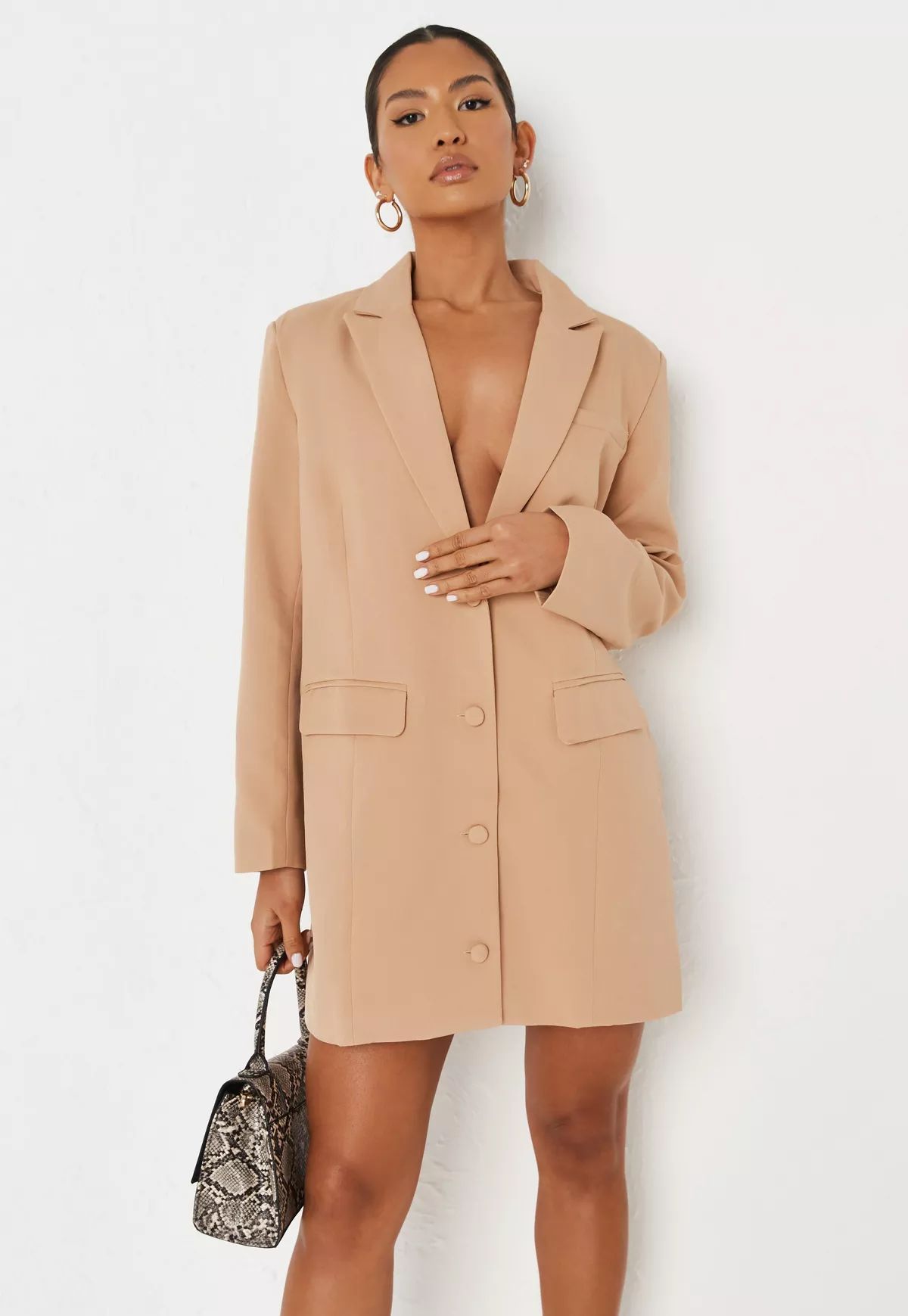 Stone Button Front Blazer Dress | Missguided (US & CA)