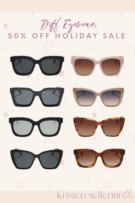 Diff Eyewear is on sale 50% off 
Makes a great stocking stuffer.

My favorite sunglasses ever are the Carson.  I just bought 2 new pairs!  Basically BOGO! 

#diff #sunglasses #blackfriday #cybersale #eyewear 

#LTKGiftGuide #LTKCyberWeek #LTKHoliday