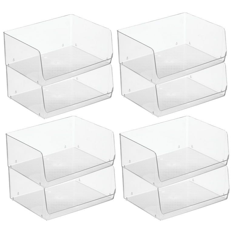mDesign Extra Wide Stackable Plastic Food Storage Organizer Bin Basket with Open Front for Househ... | Walmart (US)