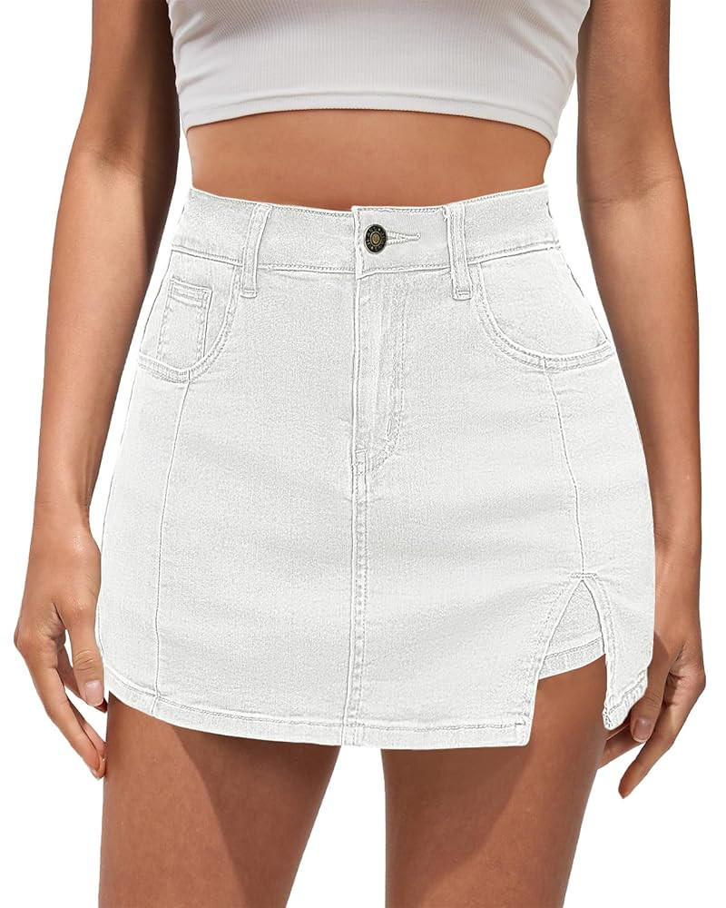 Vetinee Jean Skorts for Woman High Waisted Trendy Slit Stretchy Denim Skirt with Shorts Y2K Casua... | Amazon (US)