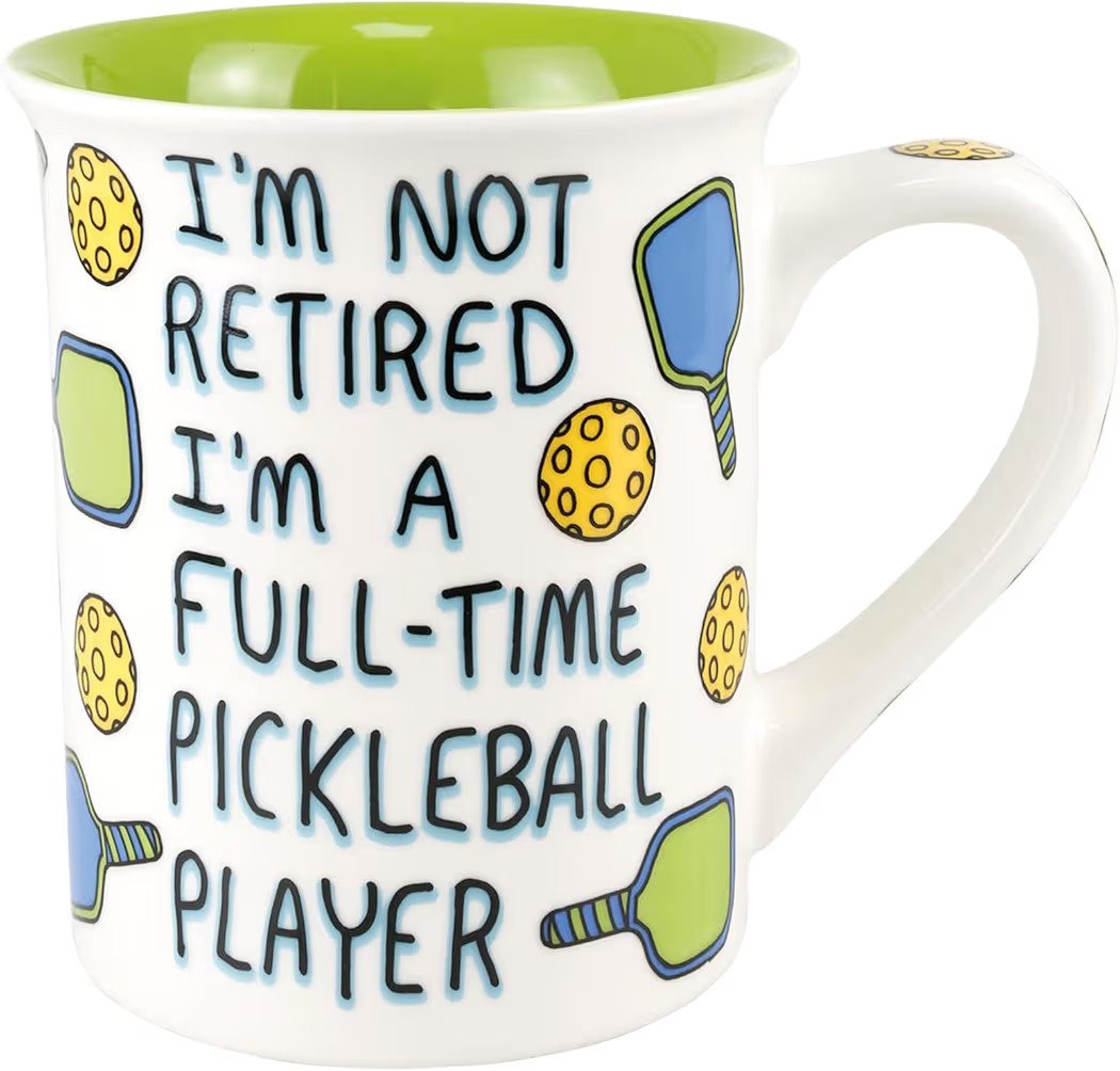 Enesco Our Name is Mud I'm Not Retired Full Time Pickleball Player Coffee Mug, 16 Ounce, Multicol... | Amazon (US)
