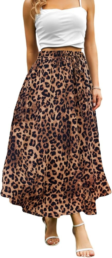 Maxi Skirts for Women with Pockets Long Midi Length Casual Skirt for Beach Party Holiday | Amazon (US)