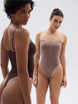SHAPERX Strapless Bodysuit for Women Tummy Control Seamless Shapewear Thong Body Shaper with Invi... | Amazon (US)