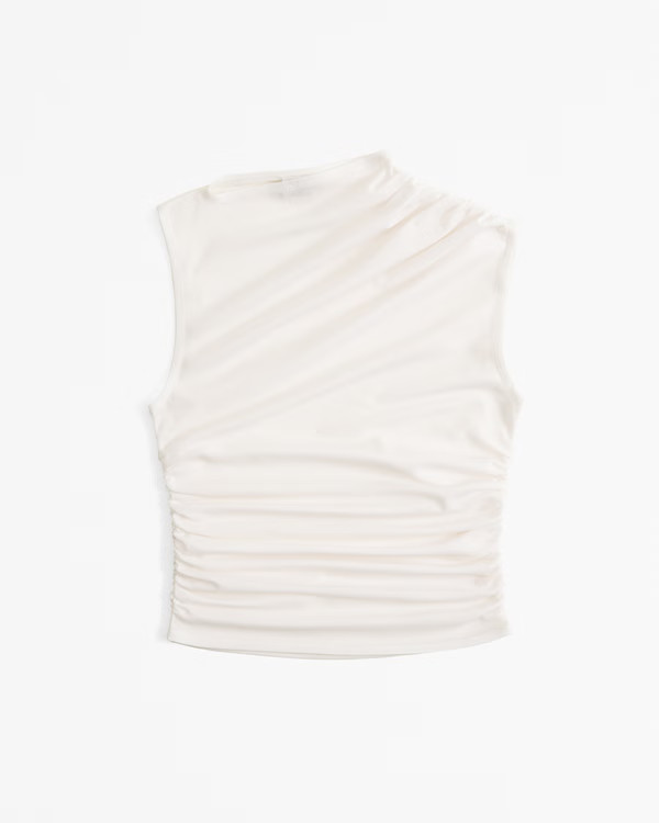 Mesh Draped Crew Top | Abercrombie & Fitch (US)