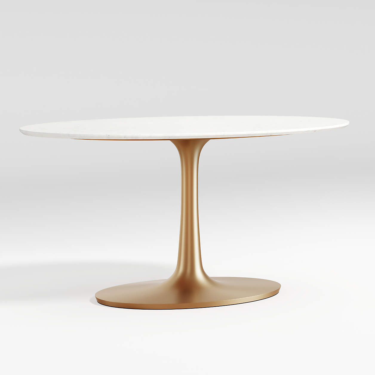 Nero 60" Oval White Marble Dining Table with Brass Base + Reviews | Crate & Barrel | Crate & Barrel