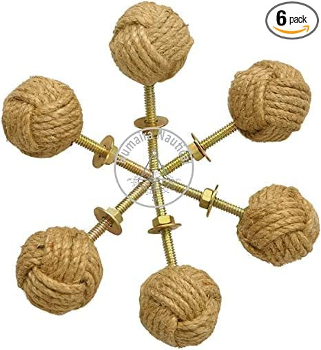 32MM Dia Set of 6 Jute Rope Cabinet knobs Nautical Decor | Amazon (US)