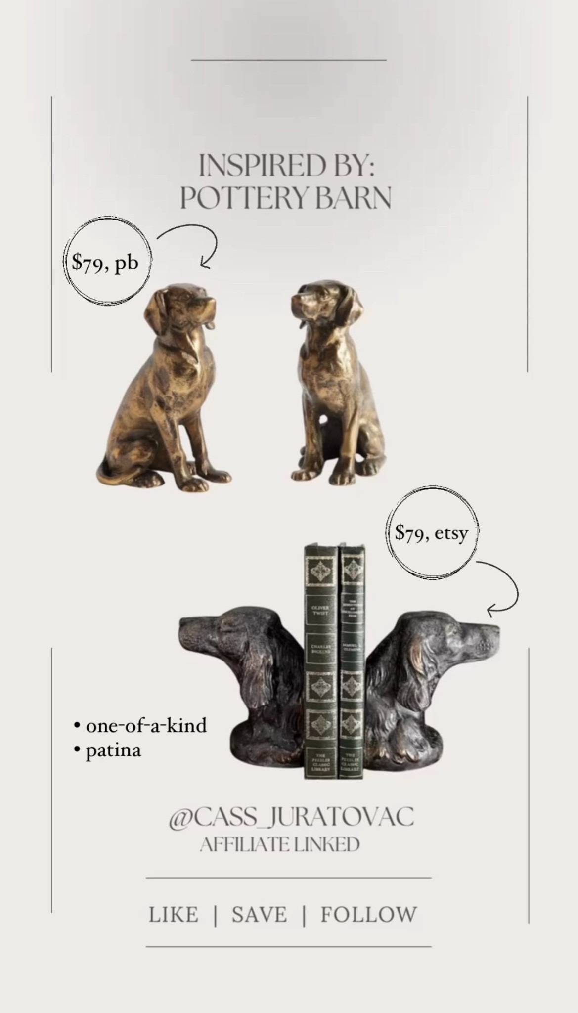 Adding charm to every corner! Inspired by this PB set of Labrador bookends I found a secondhand option with some flair!

Rounded up some similar ones for you too! 

#LTKHome #LTKFindsUnder100