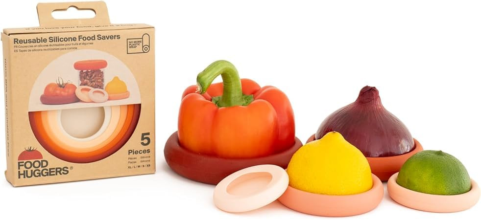 Food Huggers 5pc Reusable Silicone Food Savers | BPA Free & Dishwasher Safe | Fruit & Vegetable P... | Amazon (US)