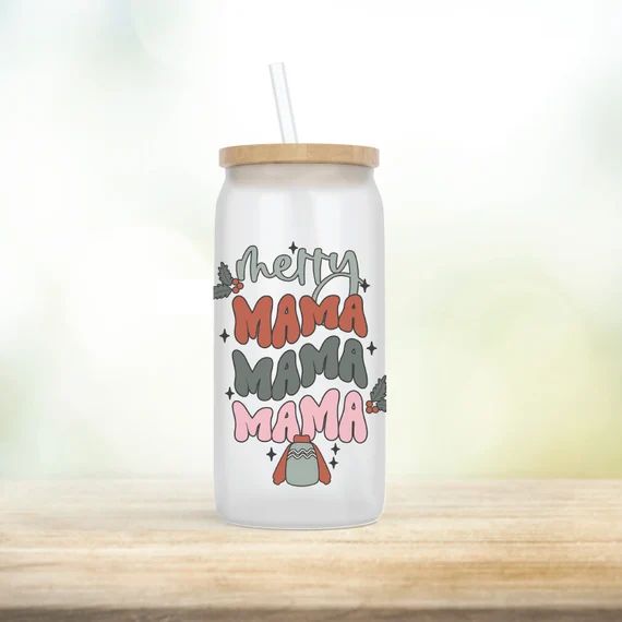 Merry Mama Beer Can Glass | Custom Coffee Cup | Merry Coffee Cup | Iced Coffee Cup| Merry Can Gla... | Etsy (US)