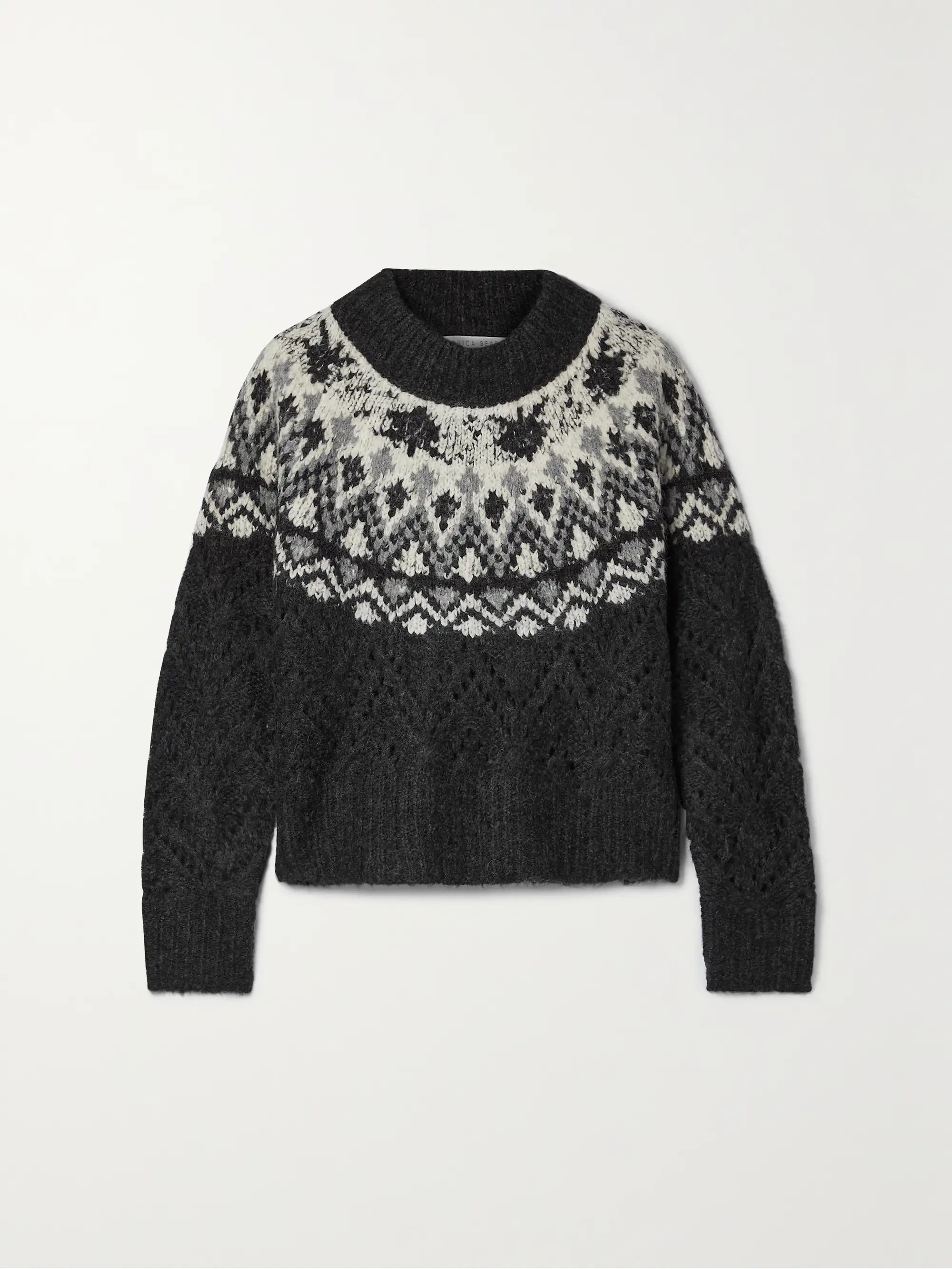 Black Jerin Fair Isle pointelle-knit sweater | VERONICA BEARD | NET-A-PORTER | NET-A-PORTER (US)