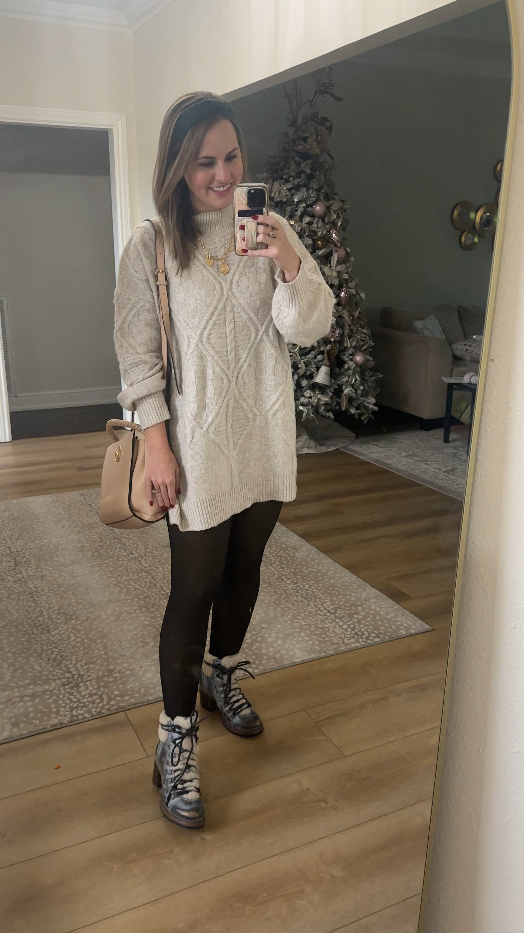 Sunday church outfit! Got a message about these tights so wanted to share more details— they are actually lined with fleece & opaque but give the look of skin showing through! Size up! 

Also this sweater dress is old from pink lily so I linked similar options below (use Dorothy20 for 20% off anything at pink lily). 

These winter boots are so cute & cozy. They are real leather and such high quality ankle boots with a sheep skin lining. More of a splurge for sure but I’ve gotten so much wear out of them the past 2 years and they look as good as new! 

#LTKWatchNow #LTKHoliday #LTKFindsUnder50