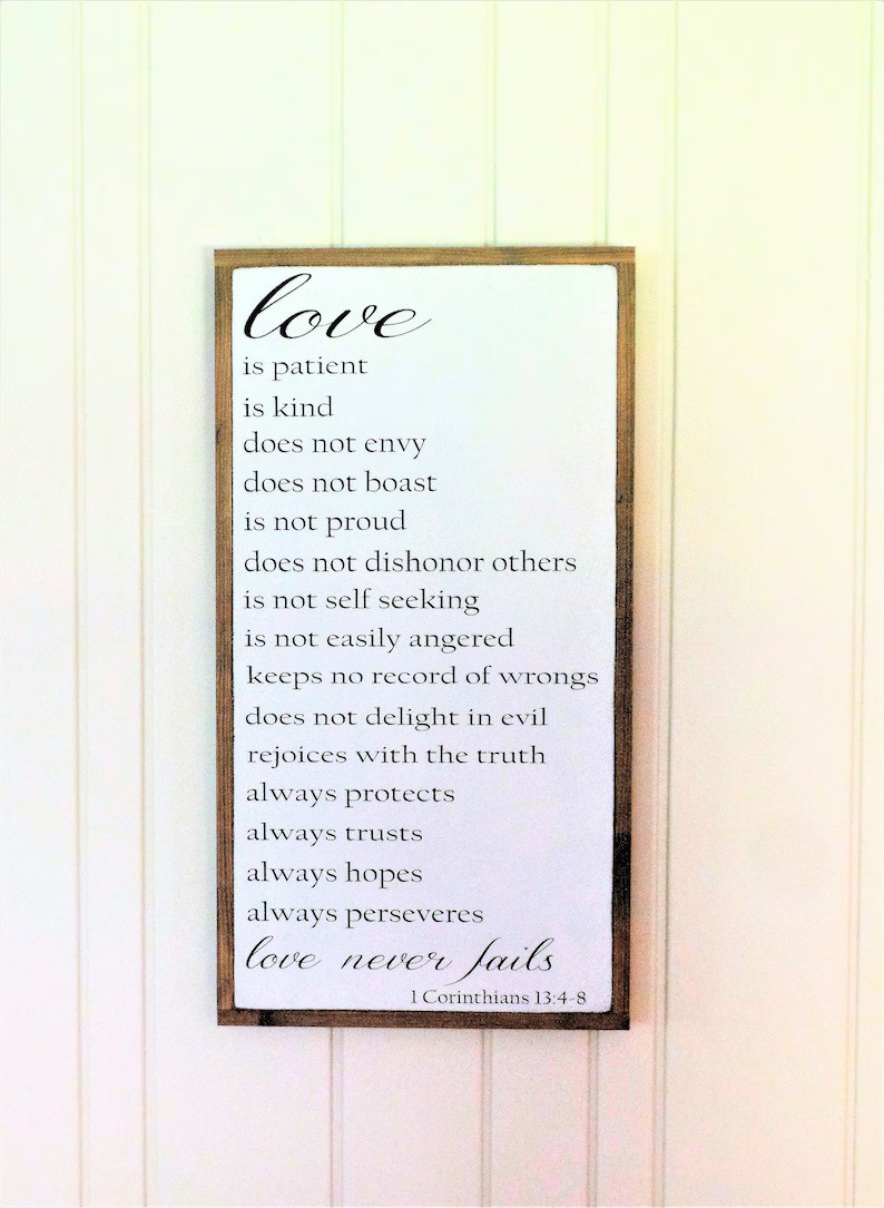 Love Sign / Love is Patient / Wood Sign / 1 Corinthians 13 Wall Art / Wedding Gift / Master Bedro... | Etsy (US)