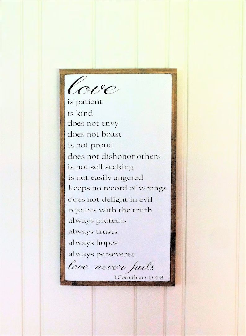 Love Sign / Love is Patient / Wood Sign / 1 Corinthians 13 Wall Art / Wedding Gift / Master Bedro... | Etsy (US)