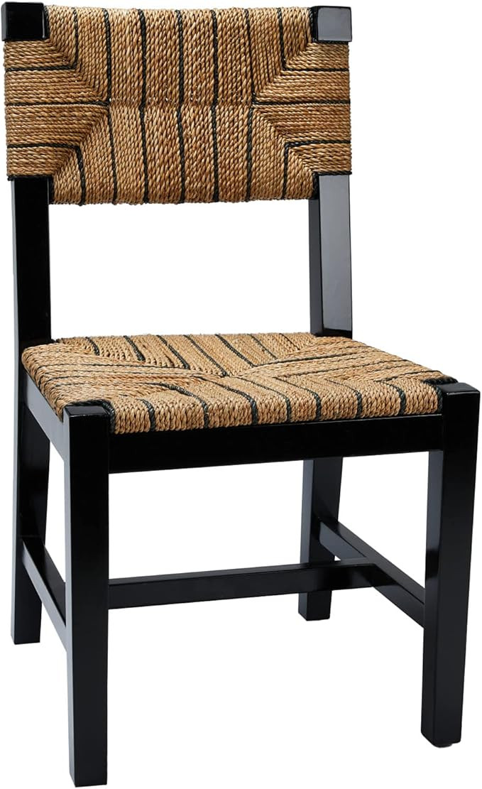 Creative Co-Op Mango Wood Brown & Black Woven Rope Seat & Back Chair, Brown | Amazon (US)