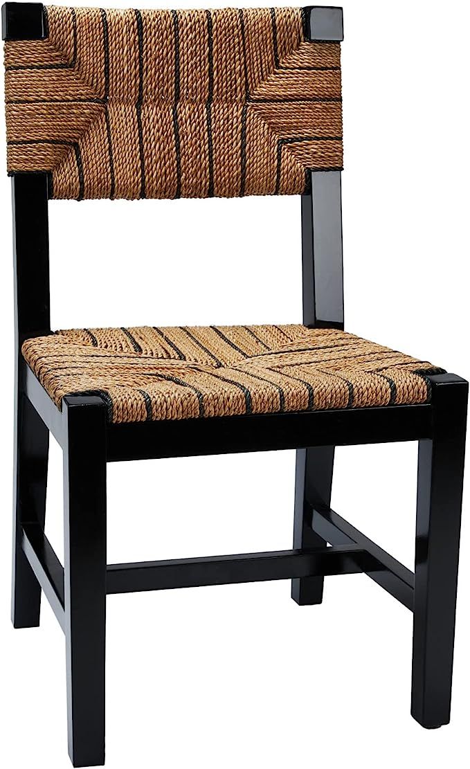 Creative Co-Op Mango Wood Brown & Black Woven Rope Seat & Back Chair, Brown | Amazon (US)