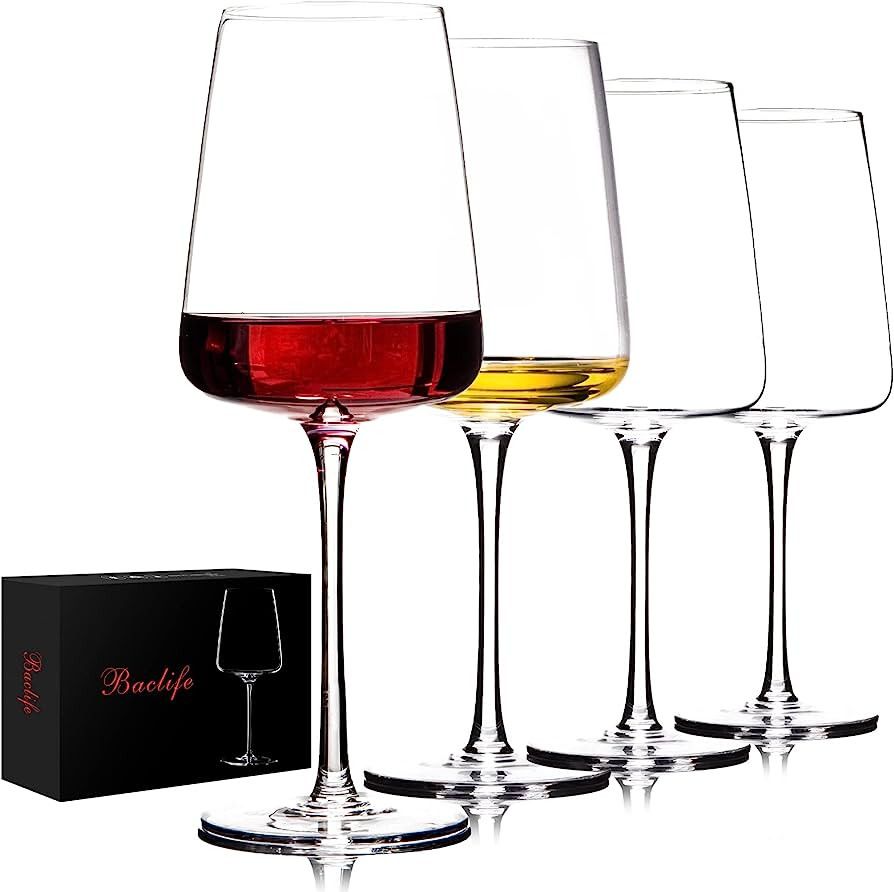 Hand Blown Red Wine Glasses Set of 4 – Premium Crystal Wine Glasses With Long Stem,19 oz – Un... | Amazon (US)