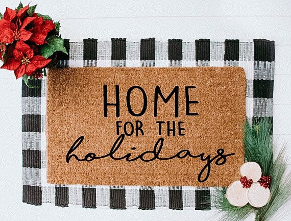 Home for the Holidays Doormat Welcome Mat Christmas - Etsy | Etsy (US)