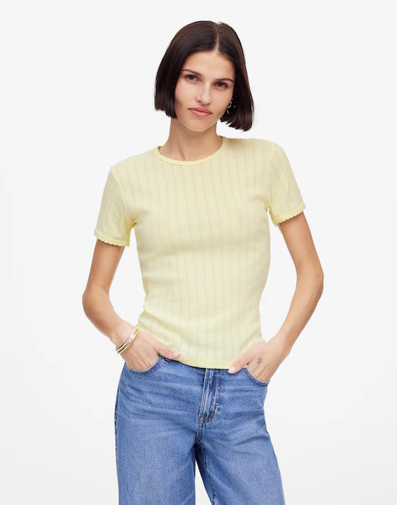 LESET Pointelle Slim-Fit Tee | Madewell | Madewell