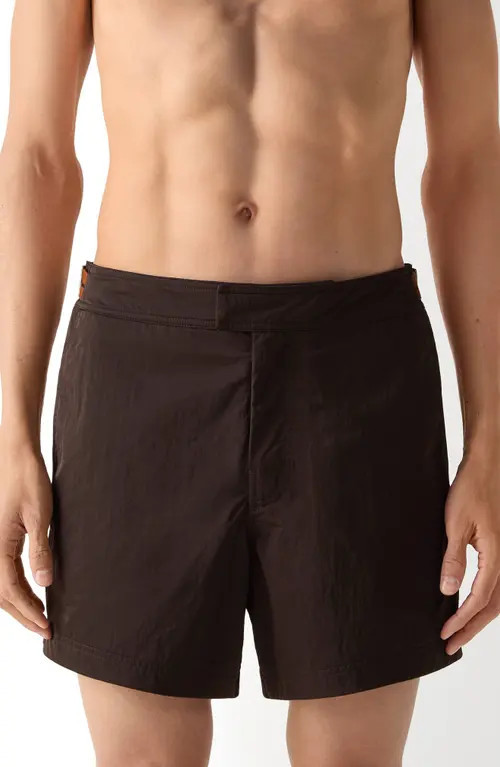 ZEGNA 232 Road Brand Mark Rio Swim Trunks in Dark Brown at Nordstrom, Size Xx-Large | Nordstrom