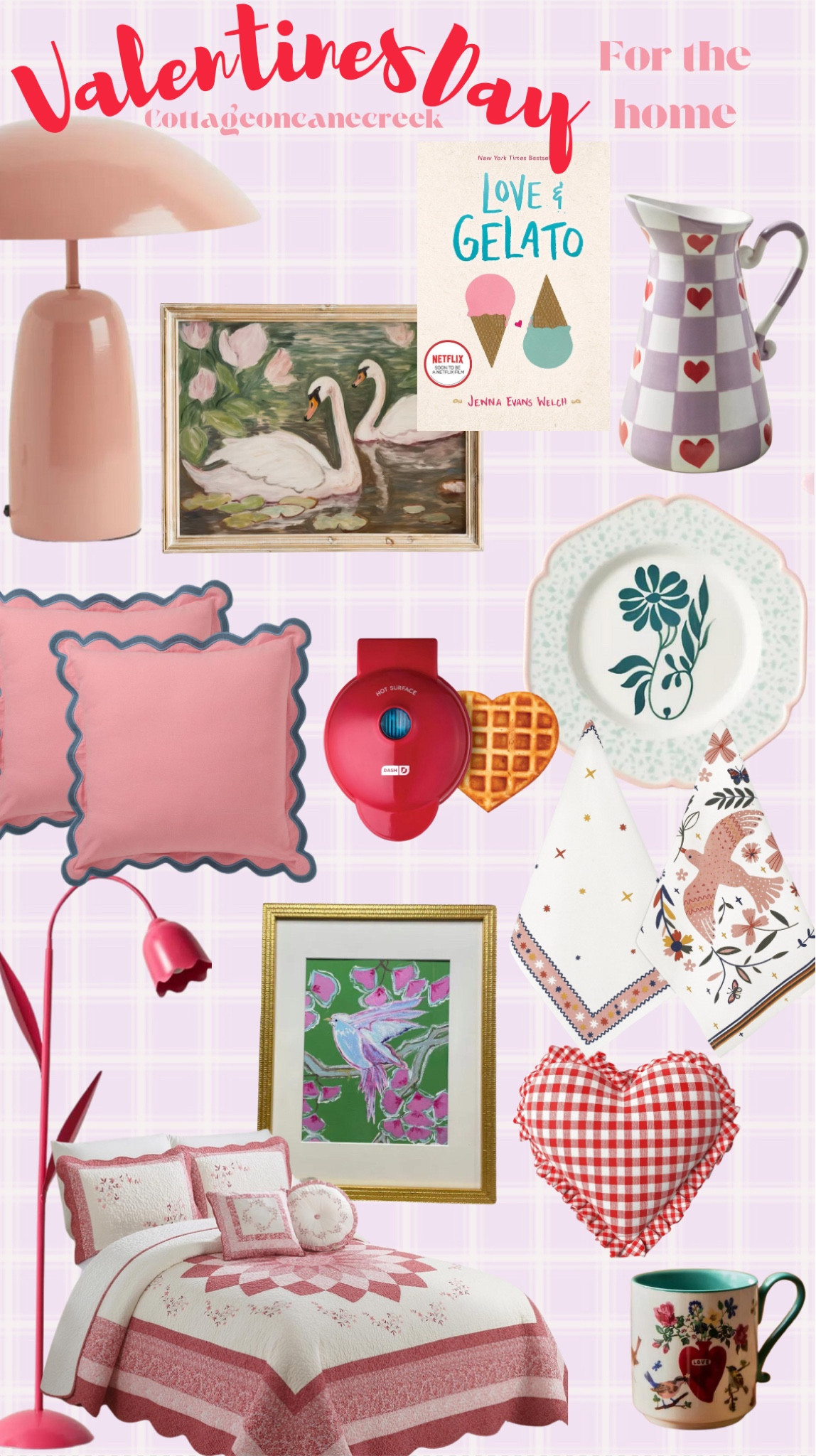  Valentines Day Home finds and decor. 
Heirloom quilt scallop heart swan pink red purple Anthropologie floral checkered 

#LTKhome #LTKfindsunder100 #LTKSeasonal