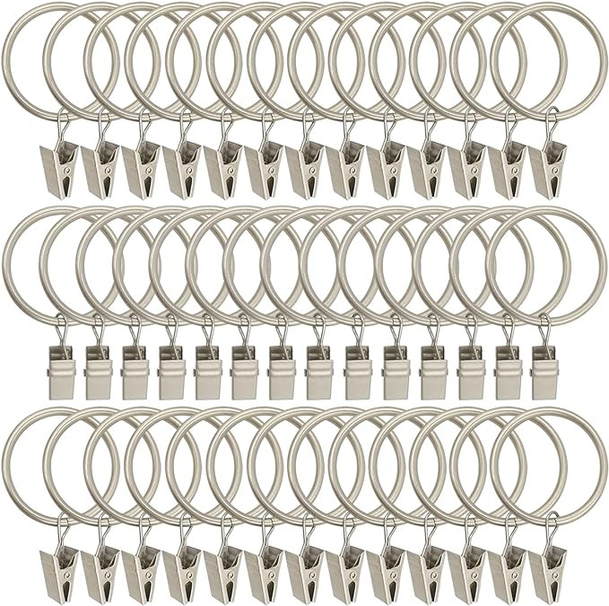 40 Pack Metal Curtain Rings with Clips, Curtain Clip Rings Hooks for Hanging Drapery Drapes Bows,... | Amazon (US)
