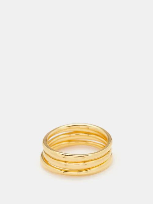 Daphine - Set Of Three Moune 18kt Gold-plated Rings - Womens - Yellow Gold | Matches (UK)