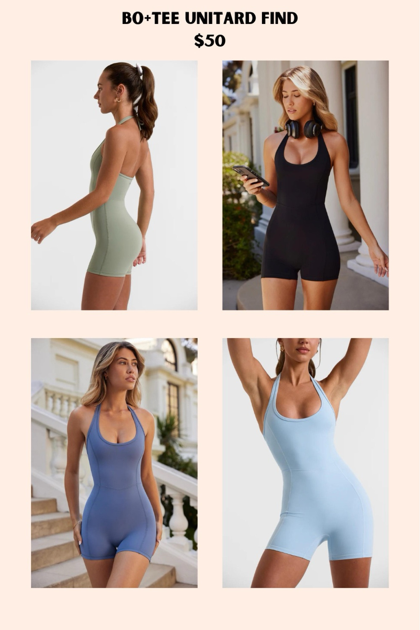 Unitard/romper find from Bo+Tee. How freakin cute is this?? Perfect for Pilates or your strength training. Has that lovely halter top/ backless detail 

#LTKfindsunder50 #LTKfitness #LTKActive